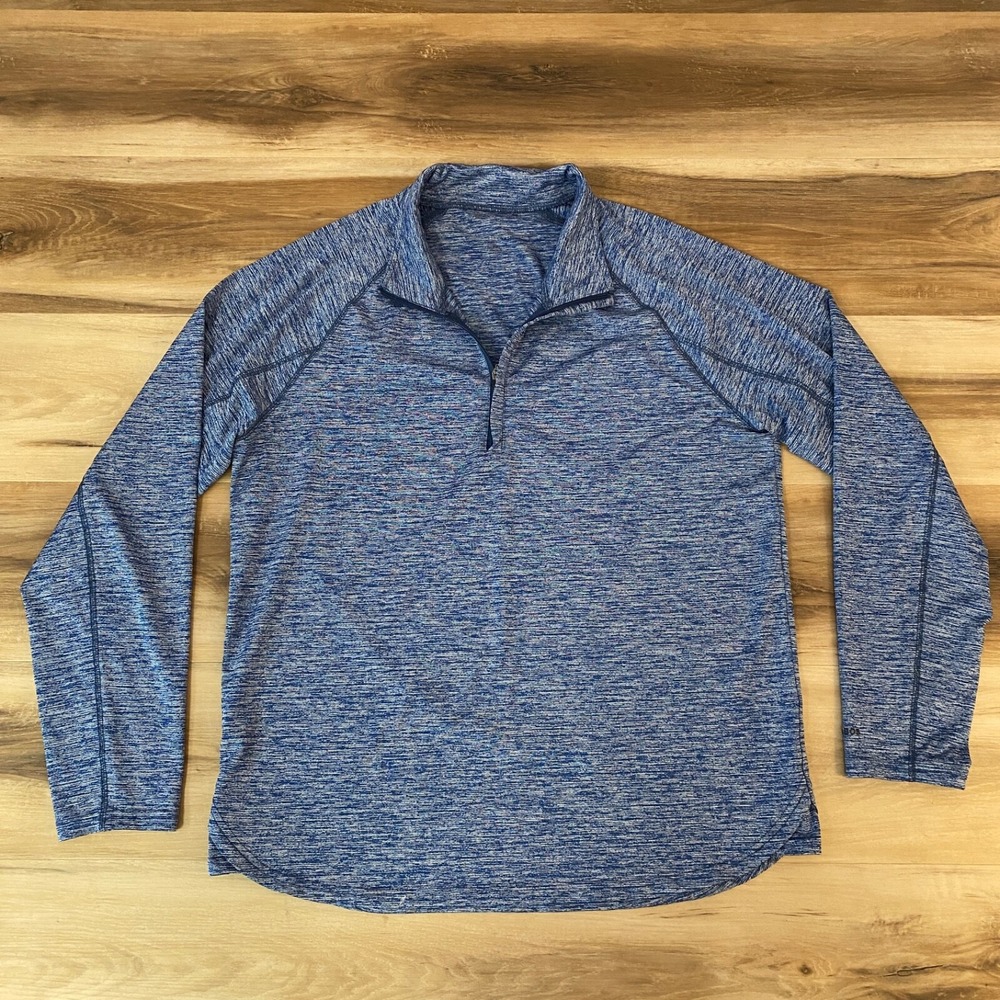 Bonobos Golf Quarter Zip Pullover Large Slim Fit Active Space Dye Blue Polyester